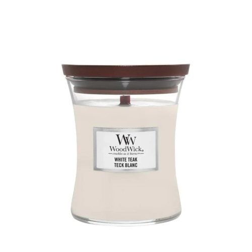 ŚWIECA ZAPACHOWA WOODWICK ŚREDNIA WHITE TEAK