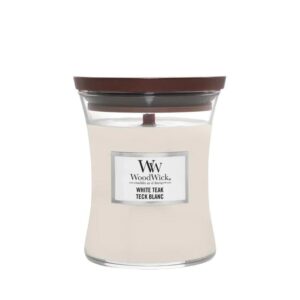 ŚWIECA ZAPACHOWA WOODWICK ŚREDNIA WHITE TEAK