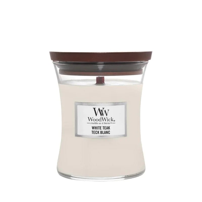 ŚWIECA ZAPACHOWA WOODWICK ŚREDNIA WHITE TEAK